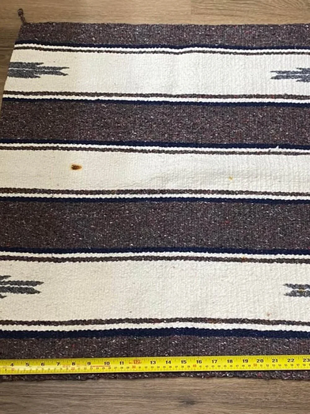 Navajo Style Woven Tapestry Rug | 27” x 29” | Multicolor Gray & White Southwest